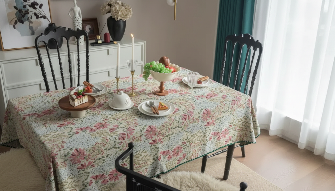 Boho Multicolor Cotton Tablecloth: Ethnic Rectangular Style