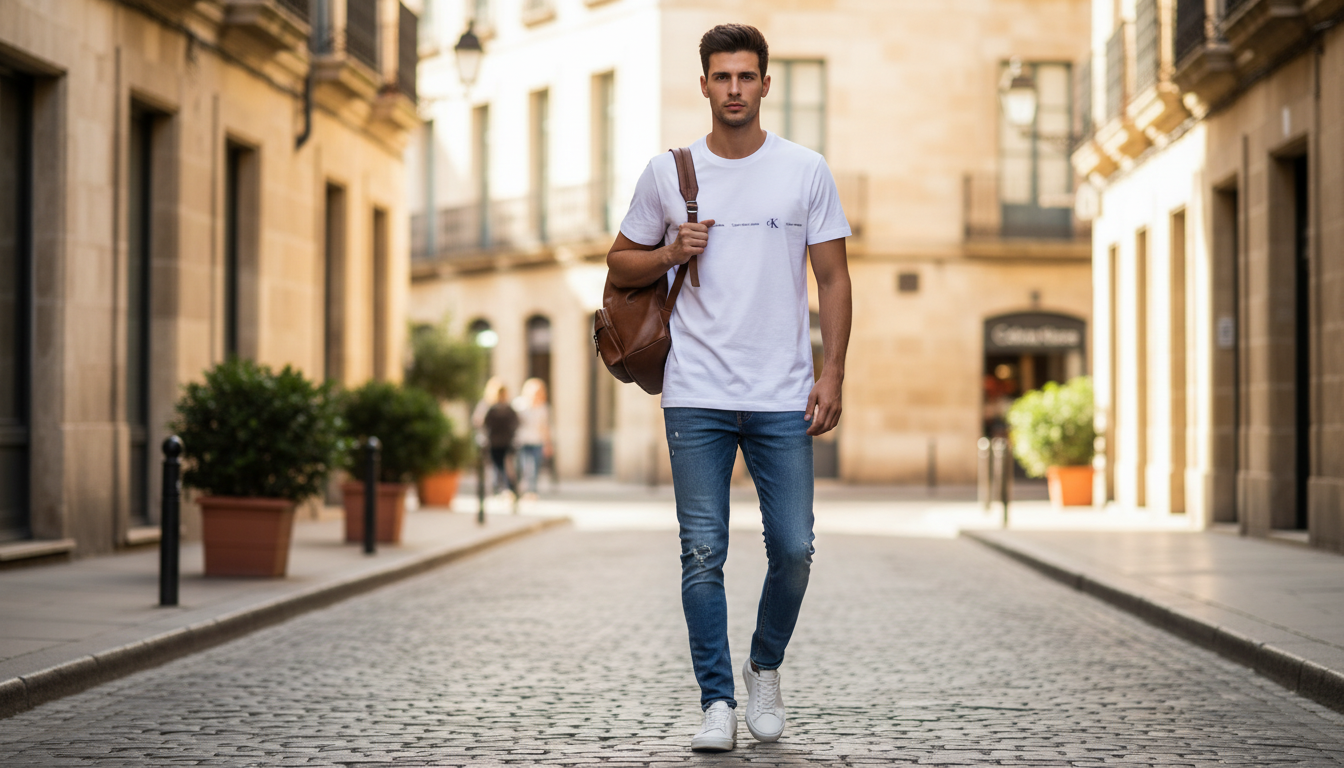 Calvin Klein Jeans Men’s White Printed Tee: Fit & Style