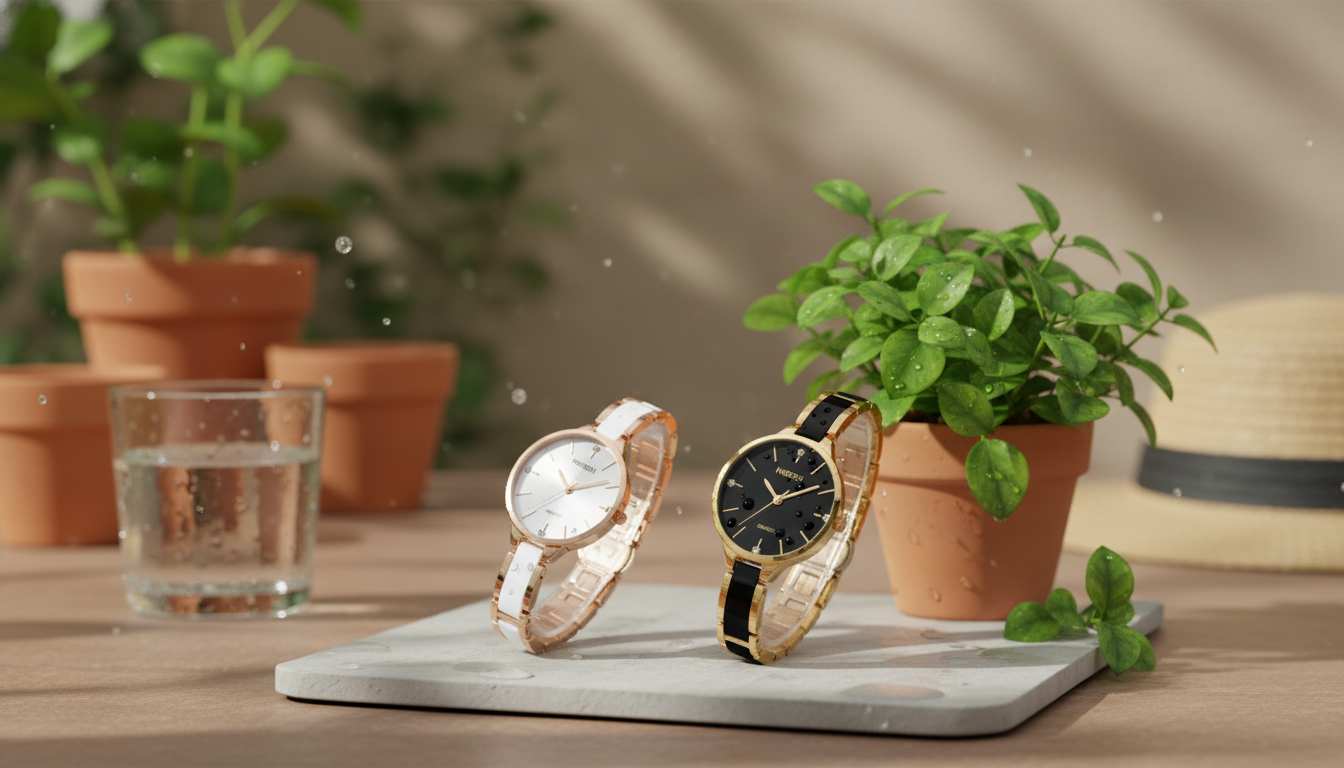 Ceramic Women’s Watch: Diamond Accents & Water-Resistant