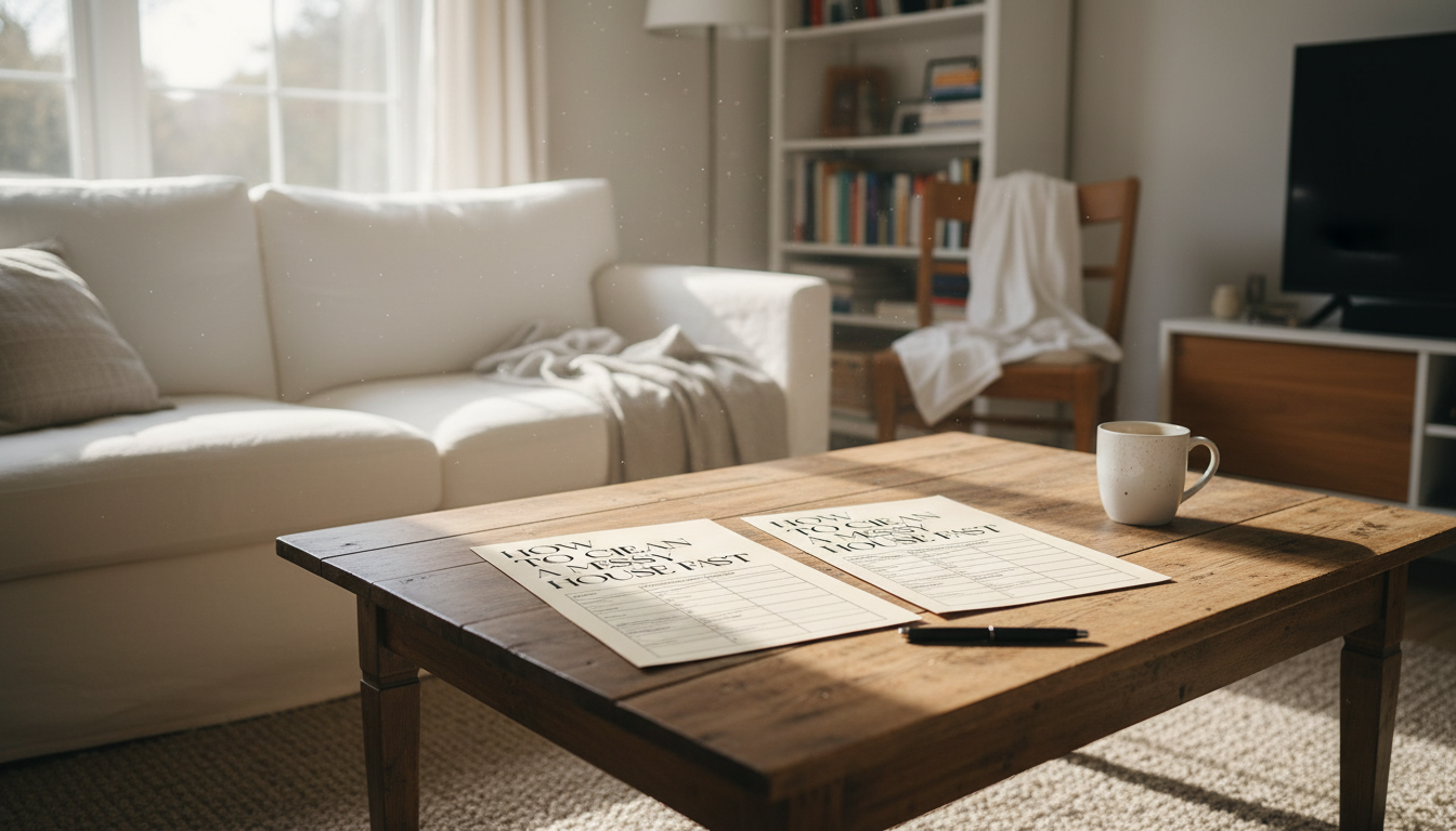 Messy House Fast Clean: 30–60 Min Printable Checklist