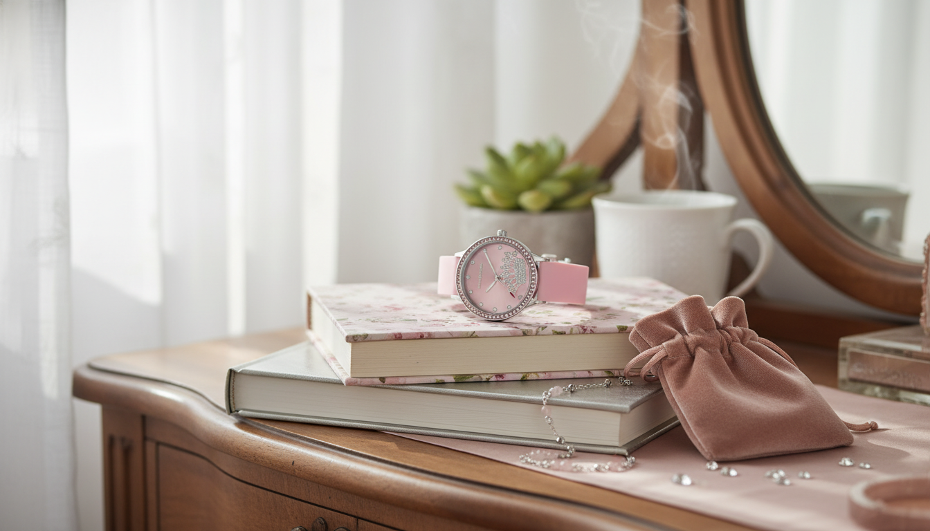 Juicy Couture Silver & Rose Watch: Rhinestone Quartz