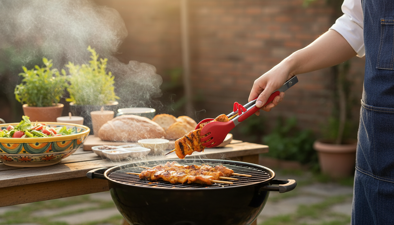 7-Inch Heat-Resistant Stainless Steel Tongs for BBQ