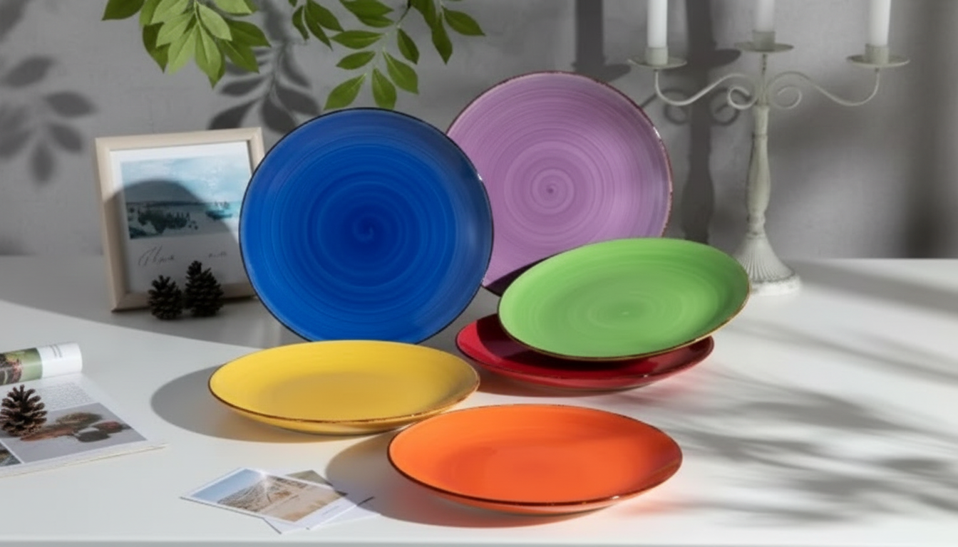 Rustic Handpainted Multicolour Porcelain Plates (10.4")